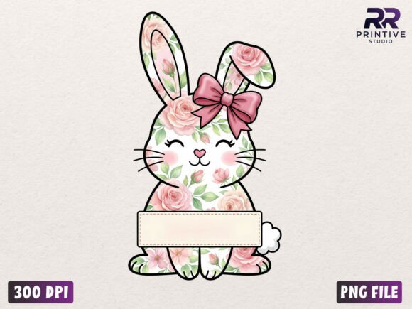 Download Floral Bunny Personalized Easter PNG - Son Collection