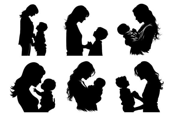Download Mother and Son Black Silhouette. - Son Collection